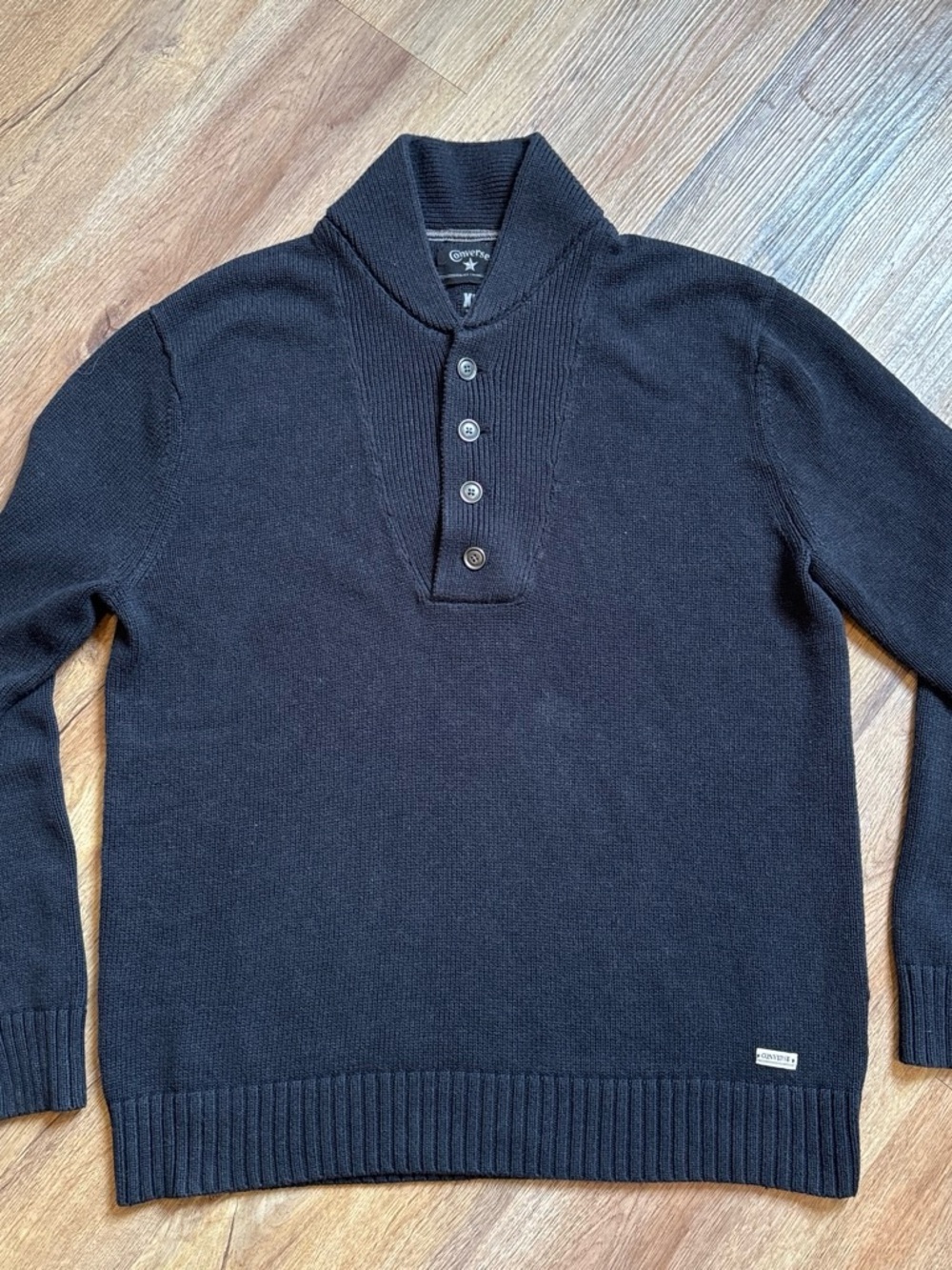 Converse charcoal black henley sweater Sz. xl